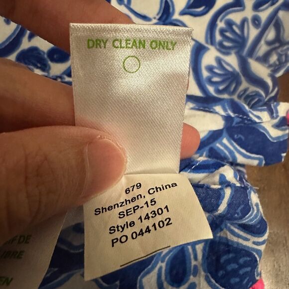 LILLY PULITZER Sydney Caftan Top Blue Floral Sleeveless Vacay - Picture 10 of 11